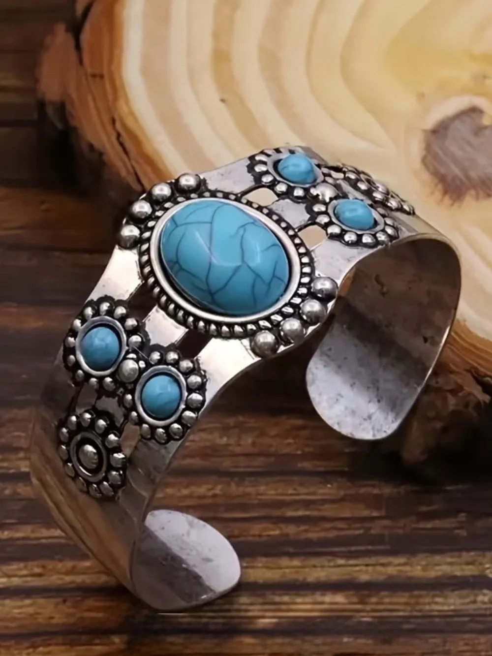 Vintage turquoise inspired cuff bracelet